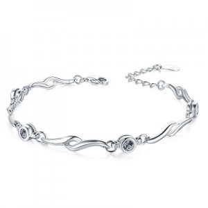 White Cubic Zirconia 925 Sterling Silver Bracelet for Woman
